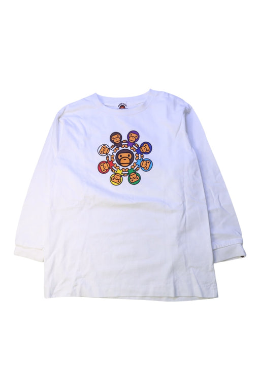 A White Long Sleeve T Shirts from Bape by A Bathing Ape in size 10Y for boy. (Front View)