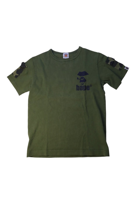A Green Short Sleeve T Shirts from Bape by A Bathing Ape in size 12Y for boy. (Front View)