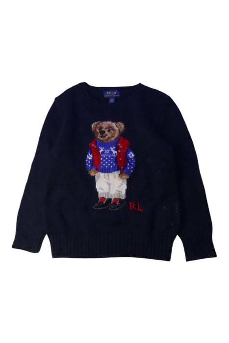 A Navy Knit Sweaters from Polo Ralph Lauren in size 5T for boy. (Front View)