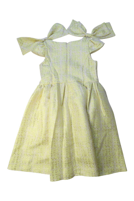 A Yellow Sleeveless Dresses from bloomB in size 7Y for girl. (Back View)
