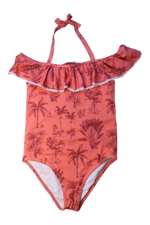 A Peach Swimsuits from Janie & Jack in size 8Y for girl. (Front View)
