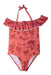 A Peach Swimsuits from Janie & Jack in size 8Y for girl. (Front View)