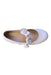 A White Flats from Janie & Jack in size 7Y for girl. (Front View)