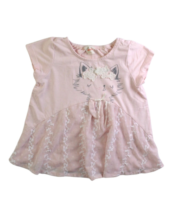 A Pink Short Sleeve Tops from Momonittu in size 3-6M for girl. (Front View)