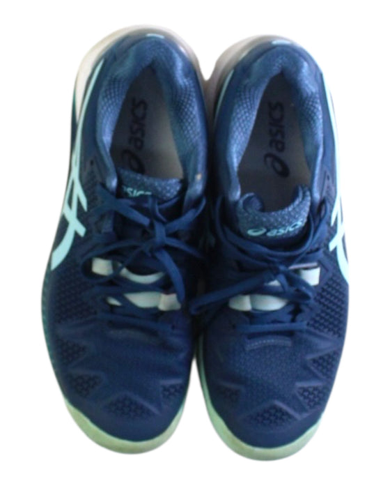 A Blue Sneakers from ASICS in size 12Y for boy. (Back View)