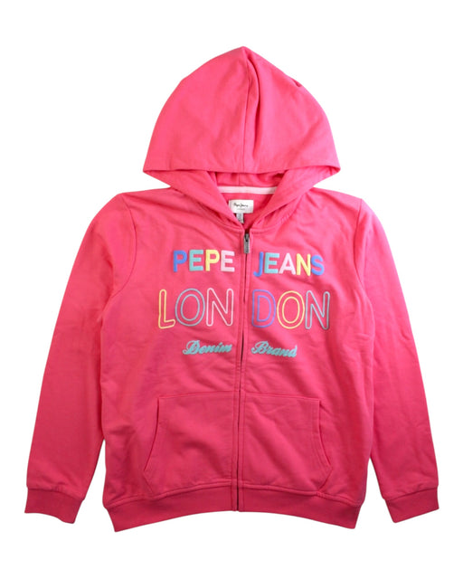 A Pink Hooded Sweatshirts from Pepe Jeans in size 14Y for girl. (Front View)