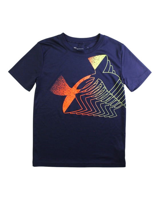 A Navy Short Sleeve T Shirts from Under Armour in size 7Y for boy. (Front View)