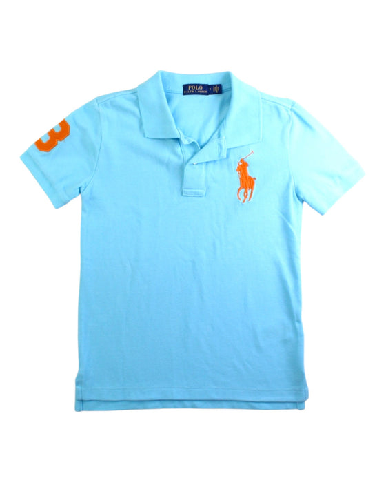 A Blue Short Sleeve Polos from Polo Ralph Lauren in size 7Y for boy. (Front View)