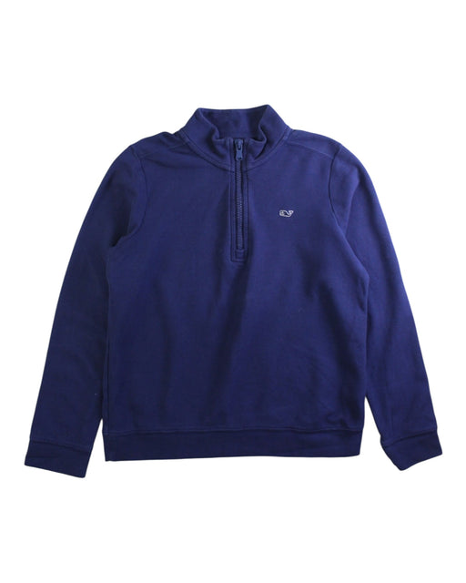A Navy Zippered Sweatshirts from Vineyard Vines in size 7Y for boy. (Front View)