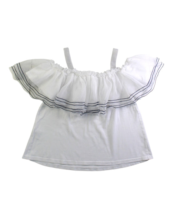 A White Sleeveless Tops from Kingkow in size 4T for girl. (Back View)