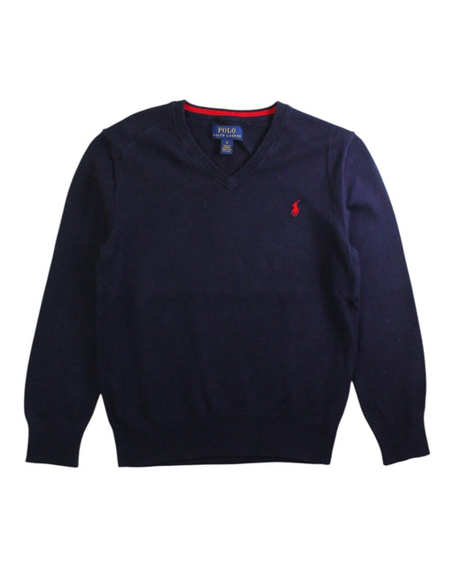 A Navy Knit Sweaters from Polo Ralph Lauren in size 6T for boy. (Front View)