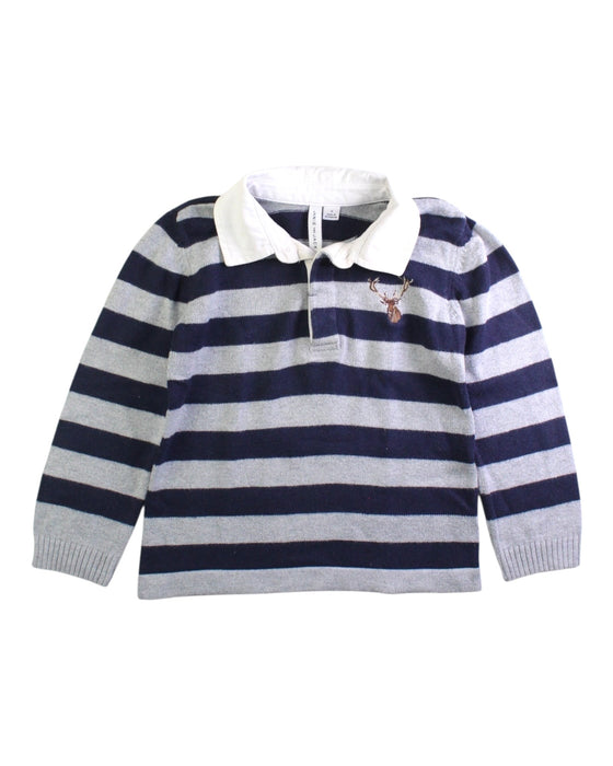 A Blue Long Sleeve Polos from Janie & Jack in size 4T for boy. (Front View)