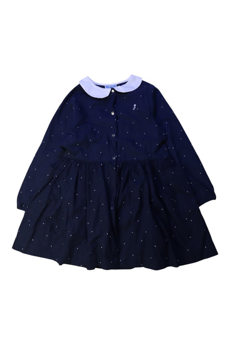 A Navy Long Sleeve Dresses from Jacadi in size 6T for girl. (Front View)