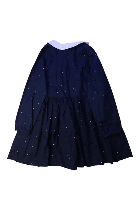 A Navy Long Sleeve Dresses from Jacadi in size 6T for girl. (Back View)