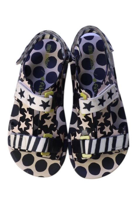 A Navy Sandals from Mini Melissa in size 7Y for girl. (Back View)