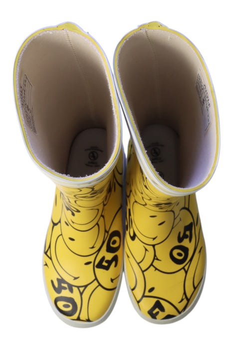 A Yellow Rain Boots from Aigle in size 6T for neutral. (Back View)
