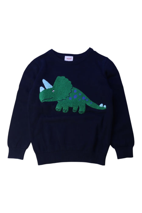 A Navy Crewneck Sweatshirts from Seed in size 6T for boy. (Front View)