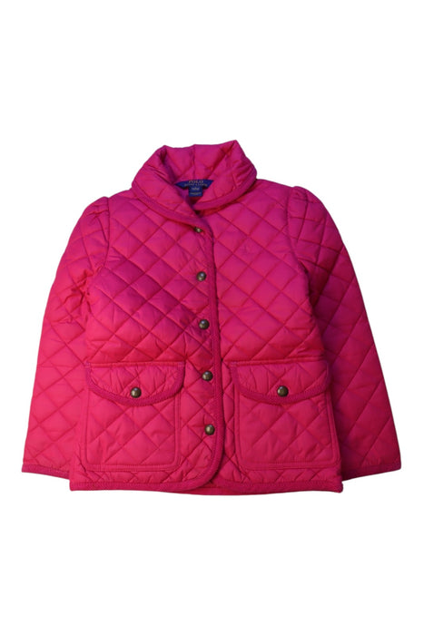 A Pink Puffer/Quilted Jackets from Polo Ralph Lauren in size 6T for girl. (Front View)