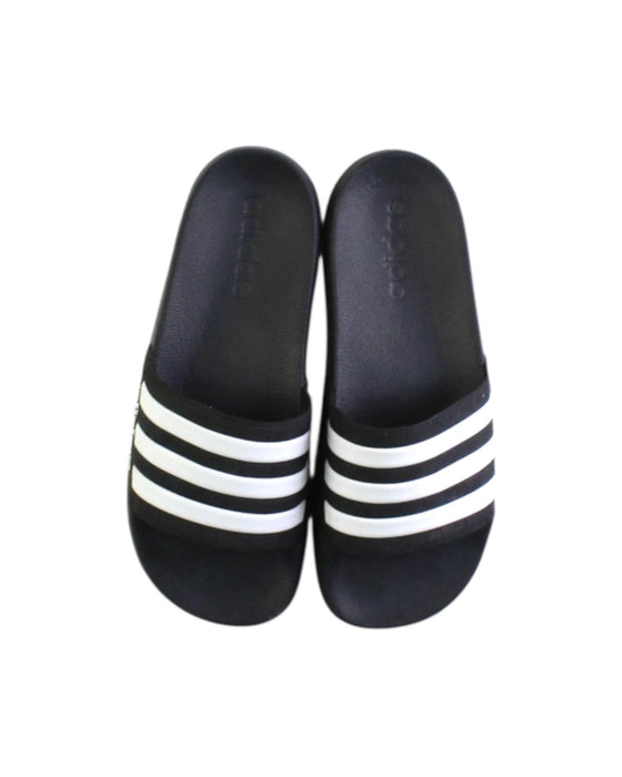 A Black Slippers from Adidas in size 11Y for neutral. (Back View)