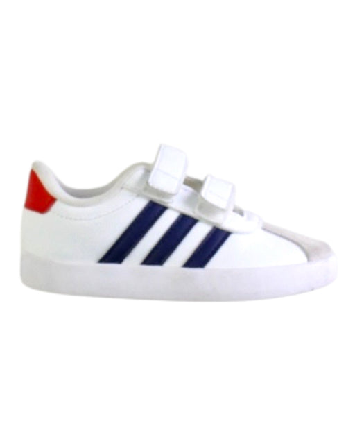 A White Sneakers from Adidas in size 3T for boy. (Front View)