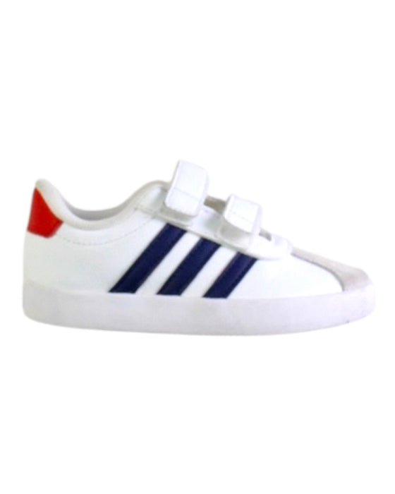 A White Sneakers from Adidas in size 3T for boy. (Front View)