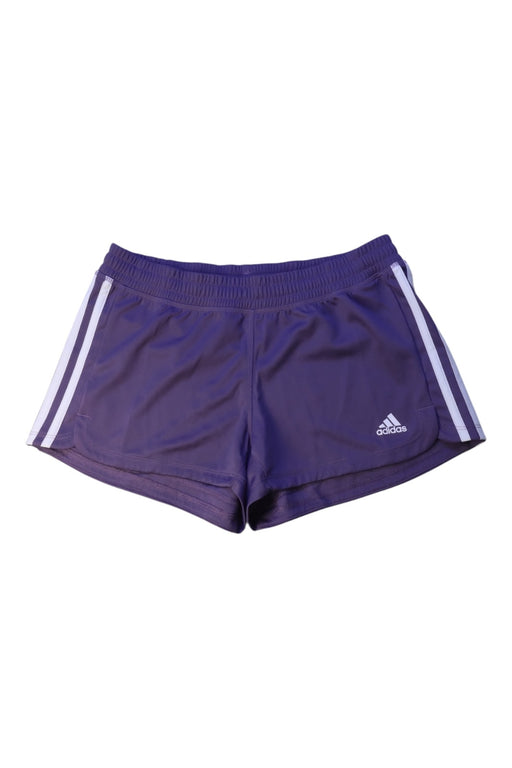 A Purple Active Shorts from Adidas in size 14Y for girl. (Front View)