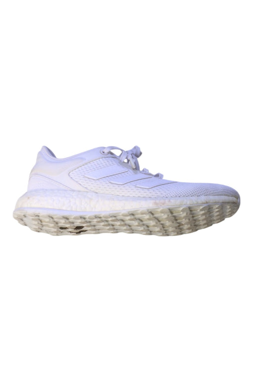A White Sneakers from Adidas in size 12Y for girl. (Front View)