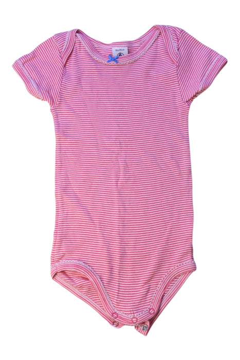 A Pink Short Sleeve Bodysuits from Petit Bateau in size 12-18M for girl. (Front View)