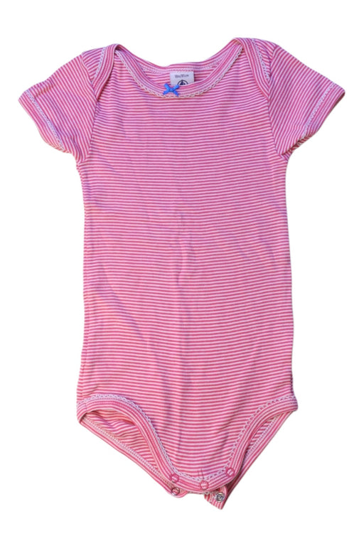 A Pink Short Sleeve Bodysuits from Petit Bateau in size 12-18M for girl. (Front View)