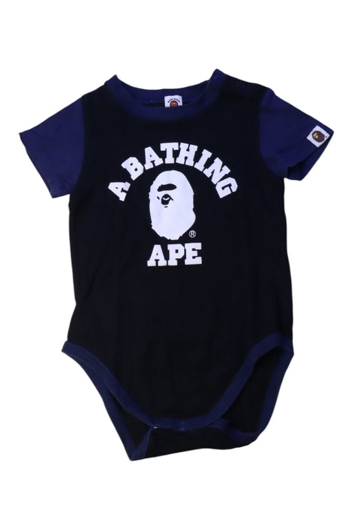 A Black Short Sleeve Bodysuits from Bape by A Bathing Ape in size 12-18M for boy. (Front View)