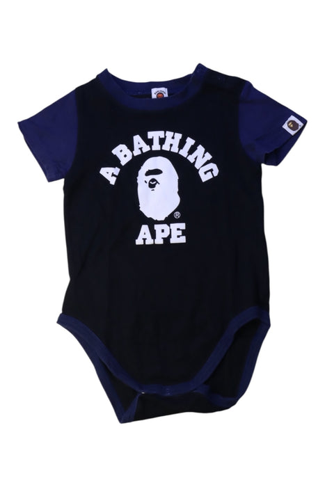 A Black Short Sleeve Bodysuits from Bape by A Bathing Ape in size 12-18M for boy. (Front View)