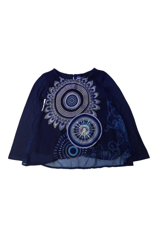 A Navy Long Sleeve Tops from Desigual in size 5T for girl. (Front View)