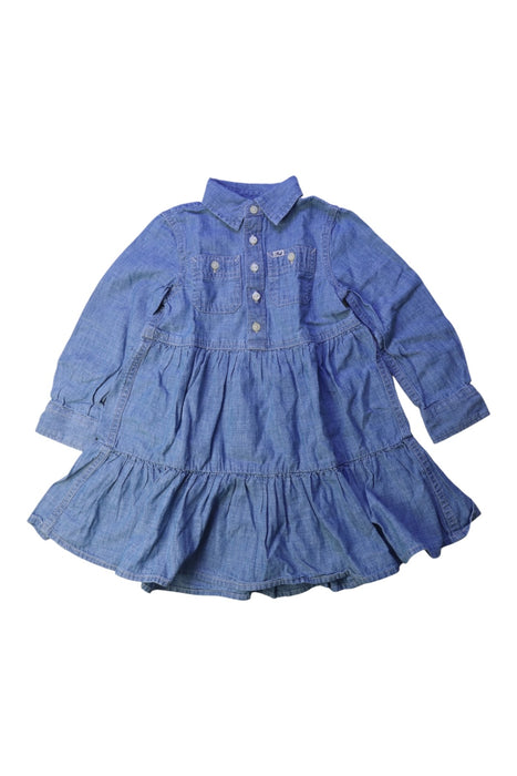 A Blue Long Sleeve Dresses from Polo Ralph Lauren in size 3T for girl. (Front View)