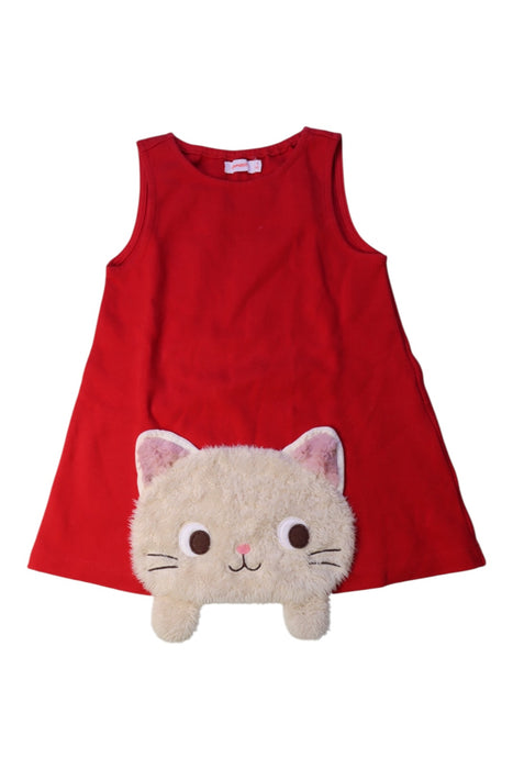 A Red Sleeveless Dresses from Momonittu in size 4T for girl. (Front View)