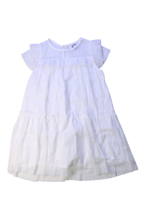 A White Short Sleeve Dresses from La Compagnie des Petits in size 4T for girl. (Front View)