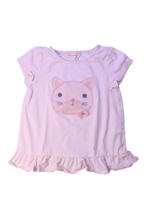 A Pink Short Sleeve Tops from Momonittu in size 4T for girl. (Front View)