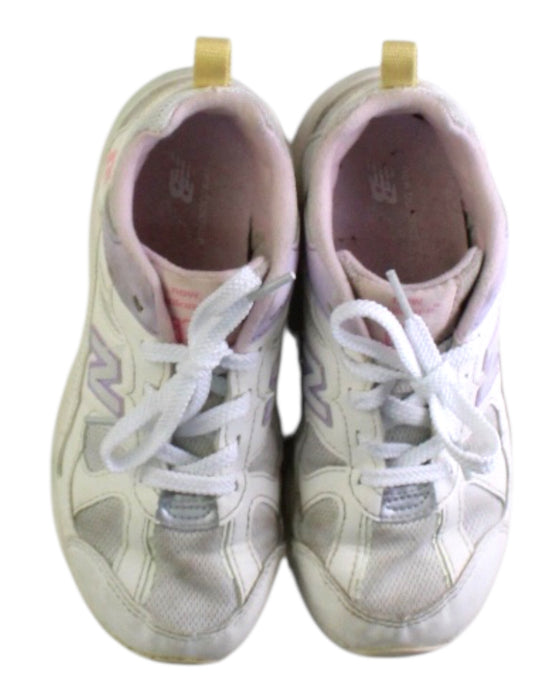 A White Sneakers from New Balance in size 3-6M for girl. (Back View)