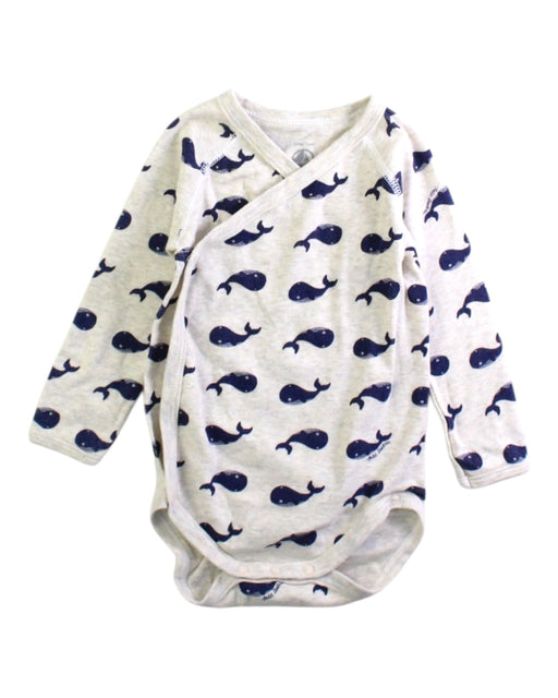 A White Long Sleeve Bodysuits from Petit Bateau in size 6-12M for boy. (Front View)