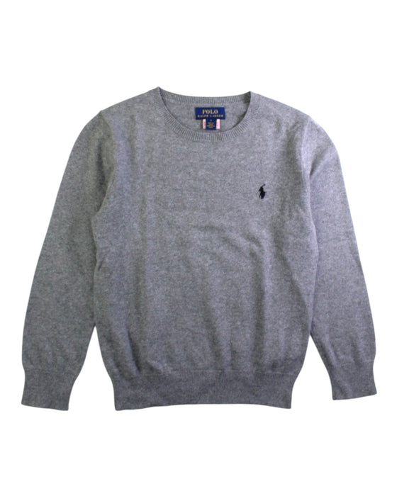 A Grey Crewneck Sweatshirts from Polo Ralph Lauren in size 7Y for boy. (Front View)