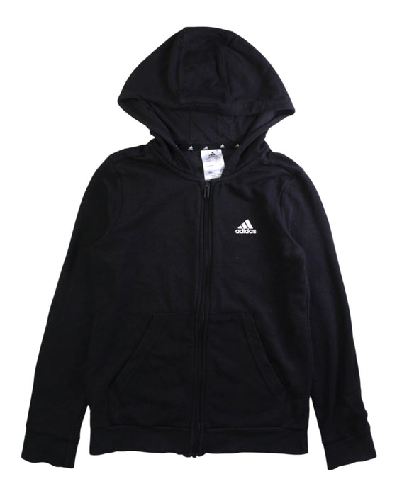 A Black Hooded Sweatshirts from Adidas in size 10Y for boy. (Front View)