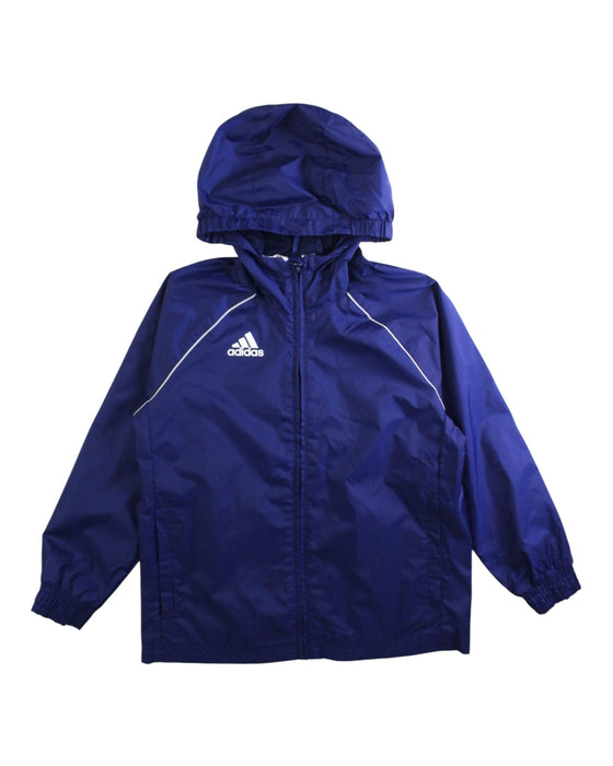 A Blue Rain Jackets from Adidas in size 5T for neutral. (Front View)