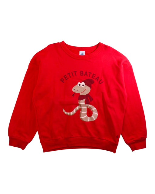 A Red Crewneck Sweatshirts from Petit Bateau in size 10Y for boy. (Front View)