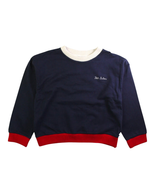 A Navy Crewneck Sweatshirts from Petit Bateau in size 10Y for boy. (Front View)