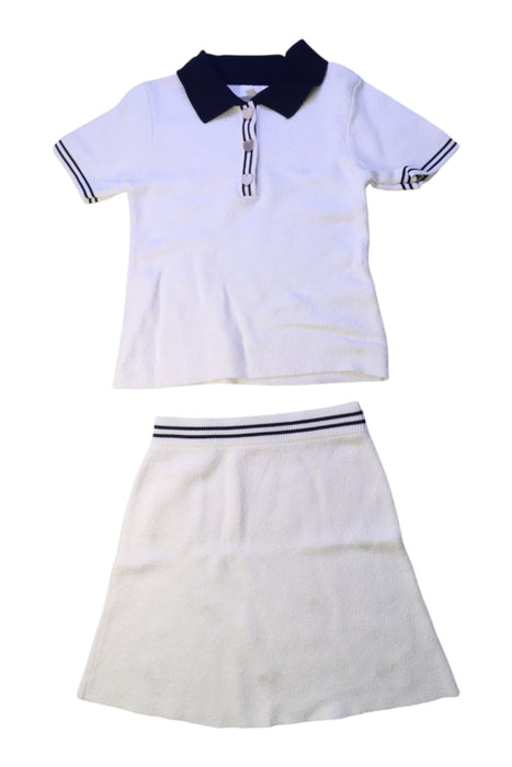 A White Skirt Sets from Seed in size 5T for girl. (Front View)