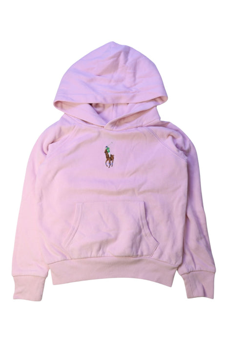 A Pink Hooded Sweatshirts from Polo Ralph Lauren in size 6T for girl. (Front View)