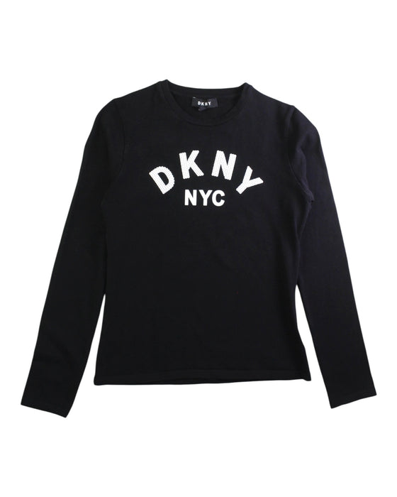 A Black Long Sleeve T Shirts from DKNY in size 14Y for girl. (Front View)