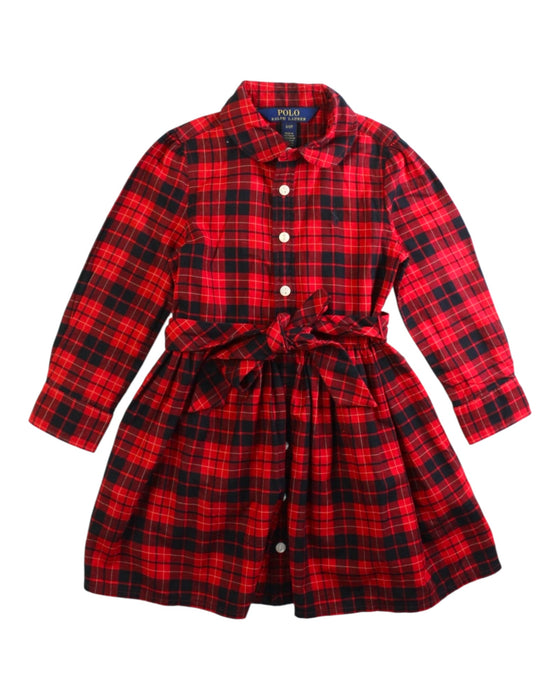 A Red Long Sleeve Dresses from Polo Ralph Lauren in size 2T for girl. (Front View)