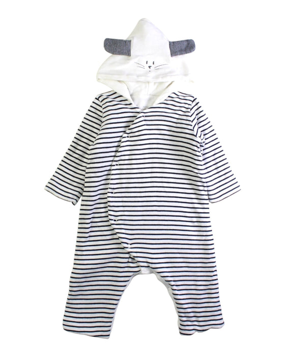 A White Long Sleeve Rompers from Petit Bateau in size 3-6M for boy. (Front View)