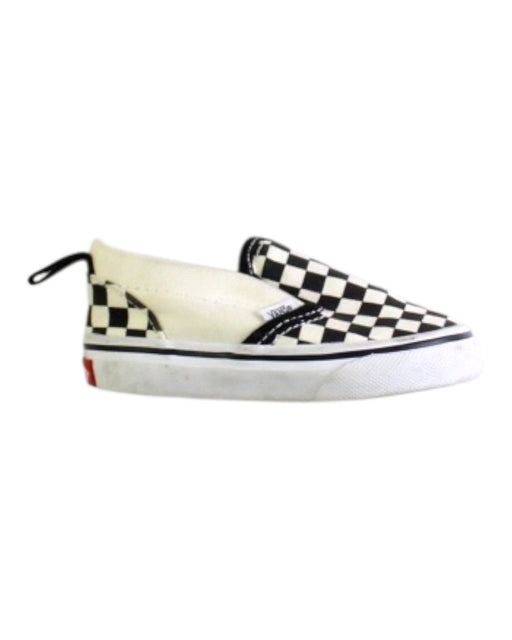 A Black Slip Ons from Vans in size 12-18M for neutral. (Front View)