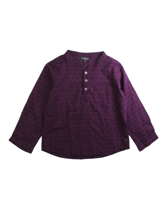 A Purple Long Sleeve Shirts from Velveteen in size 4T for girl. (Front View)